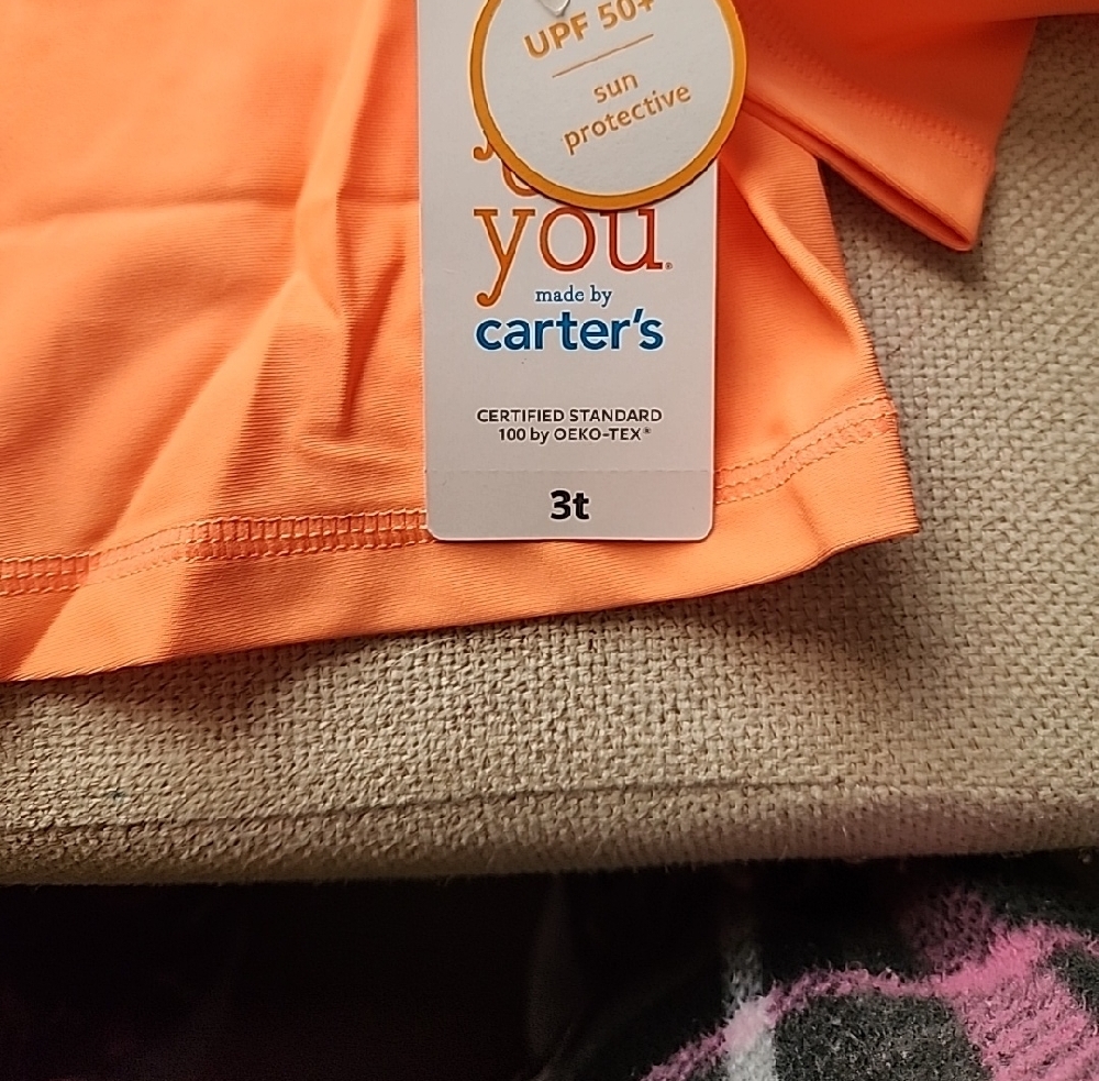 Carter's Toddler  Vibrant Orange Rash Guard Size 3T - Picture 2 of 7